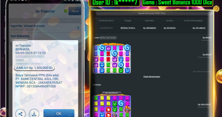 MEJASLOT Bukti Kemenangan Pragmatic Play SWEET BONANZA 1000 Dice