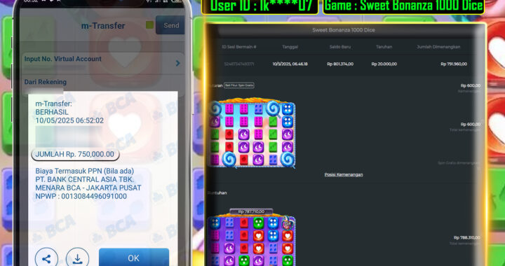 MEJASLOT Bukti Kemenangan Pragmatic Play SWEET BONANZA 1000 Dice
